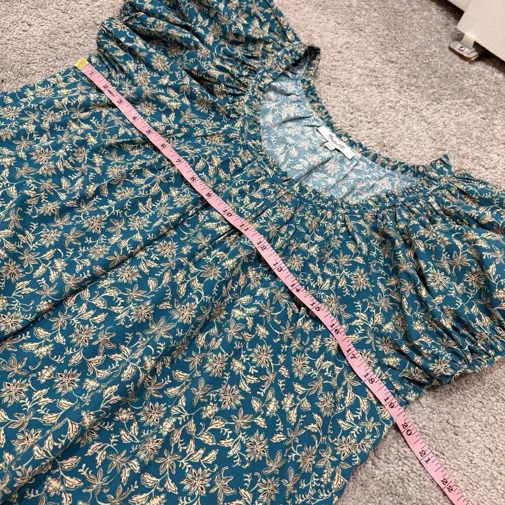 Madewell Scoop Neck Puff Sleeve Top Eloise Ditsy Floral Size 10